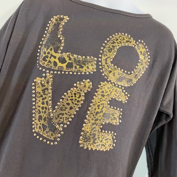 Girl’s Yom Yom Gray Jeweled LOVE Shirt Size 8 - Picture 4 of 10
